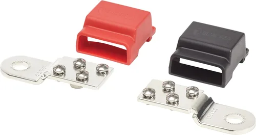 Blue Sea Systems 2340 - Barras colectoras de cobre estañadas, positivas y negativas con 4 tornillos inoxidables de 10-24 pulgadas, 32 V, 100 A,
