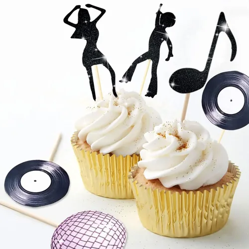 Miniatura 3 de LaVenty Decoración para cupcakes de discoteca de los años 70, decoración de cupcakes de discoteca de los años 70, decoración de fiesta de fiebre