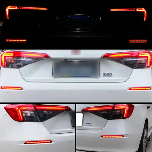 Miniatura 5 de Reflectores LED rojos para parachoques trasero, luces antiniebla, de freno, de cola, de señal de giro, plug and play, compatibles con Honda CIVIC
