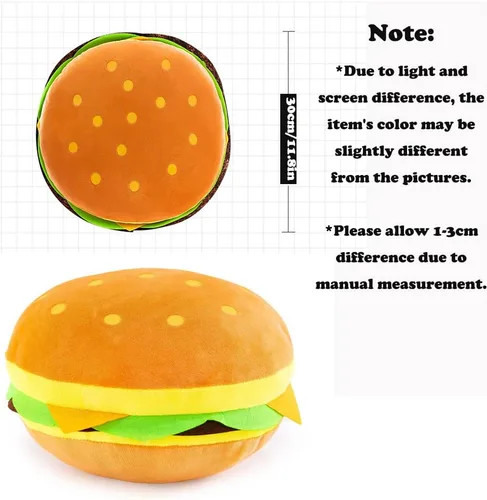 Miniatura 5 de Almohada de hamburguesa con queso de felpa de 11.8 pulgadas, regalo para niños