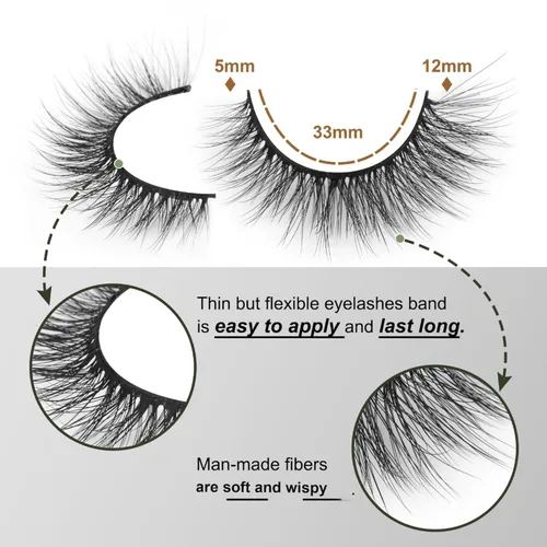 Miniatura 2 de Pestañas postizas de aspecto natural con efecto Wispy, pestañas falsas de 12mm cortas de visón sintético, pestañas postizas de ojo de gato, paquete