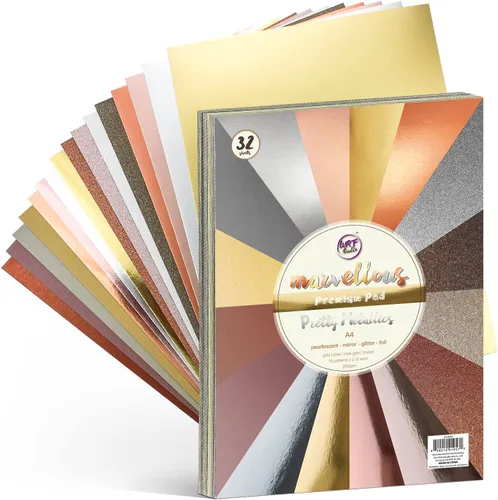 Cartulina gruesa metálica A4, 32 hojas de papel de cartulina de 8.82 oz/m² para hacer tarjetas, álbumes de recortes, proyectos escolares, cartulina