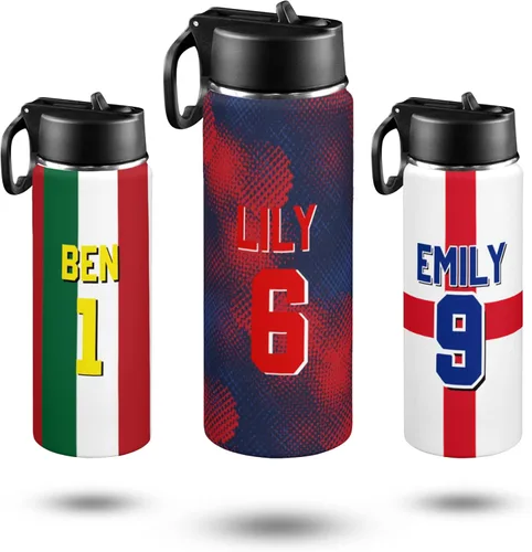 Miniatura 12 de Personalized Kids Water Bottle with Name, 18oz Insulated Stainless Steel Straw, Leak Proof BPA-Free Water Bottle for School, Sports & Travel, Custom