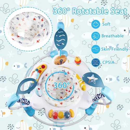 Miniatura 3 de Centro de Actividad para Bebés, Saltarines y Rebotadores Infantiles con Música, Luces, Juguetes para Bebés, Asiento Giratório de 360°, 3 Alturas
