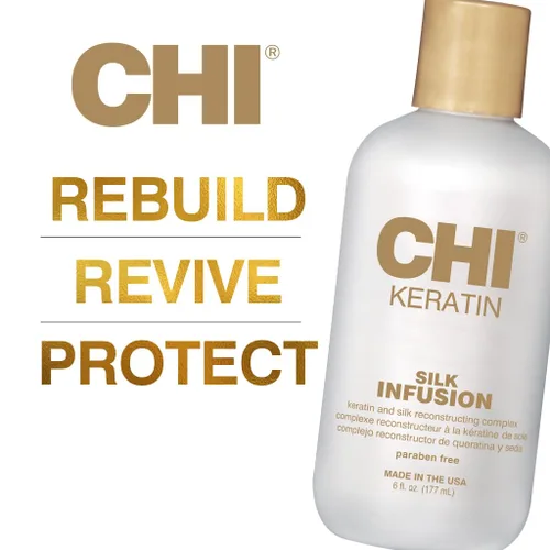 Miniatura 3 de CHI Infusión de seda de queratina, suero hidratante para el cabello para restaurar la suavidad y el brillo, ayuda a secar el cabello dañado, sin