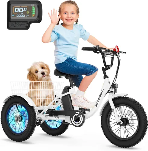 Miniatura 11 de NAIZEA Bicicleta eléctrica para niños, triciclo de 16 pulgadas para niños y niñas de 6 a 12 años, bicicleta eléctrica para niños de 250 W, bicicleta