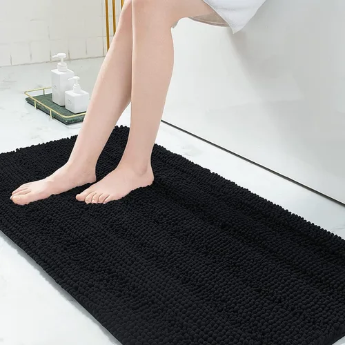 Miniatura 126 de Grandaily Alfombras de baño de felpilla a rayas de 24 x 16 pulgadas, extra gruesas y suaves, absorbentes, parte trasera de goma, alfombra de ducha