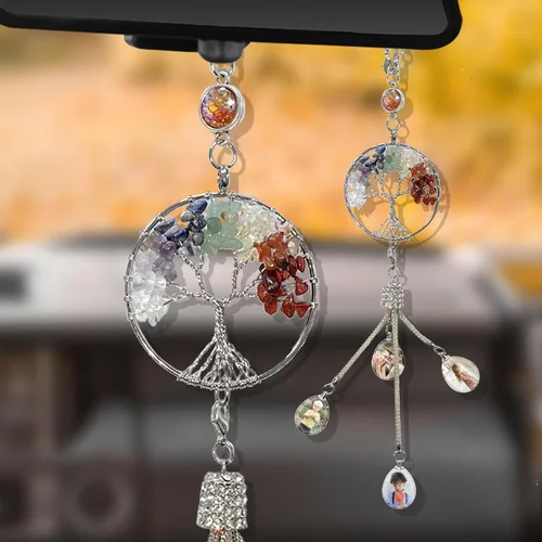 Miniatura 12 de Dijes colgantes de cristal personalizados para automóvil con fotos y textos personalizados Adorno colgante de espejo retrovisor Colgante de foto