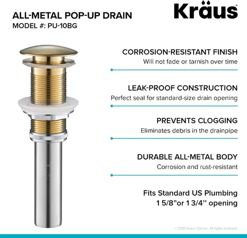 Miniatura 5 de Kraus Drenaje extraíble en oro cepillado, PU-10BG
