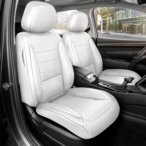 Miniatura 10 de MotorBox Haven Series - Fundas de asiento de piel de napa, para automóviles, edición Lux, fundas de asiento delantero con costuras de diamante