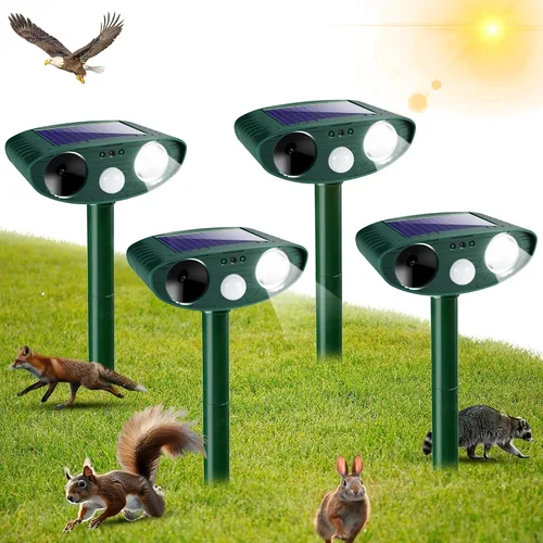 Repelente solar ultrasónico de animales para exteriores, repelente de ciervos con luz estroboscópica, dispositivos de disuasión de animales