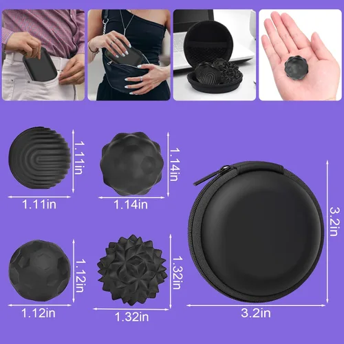 Miniatura 2 de Bolas de estrés de silicona BUSOHA - Paquete de 4 juguetes antiestrés, bolas de estrés para adultos, juguetes sensoriales de piedra para viajes