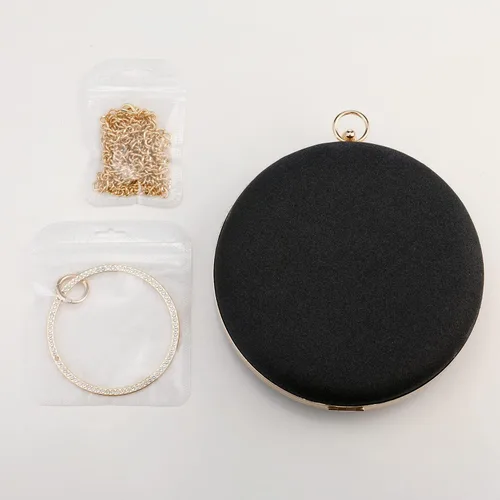 Miniatura 7 de Bolso redondo de noche con purpurina brillante y asa superior para fiesta, cruz, bolso de hombro para boda, novia