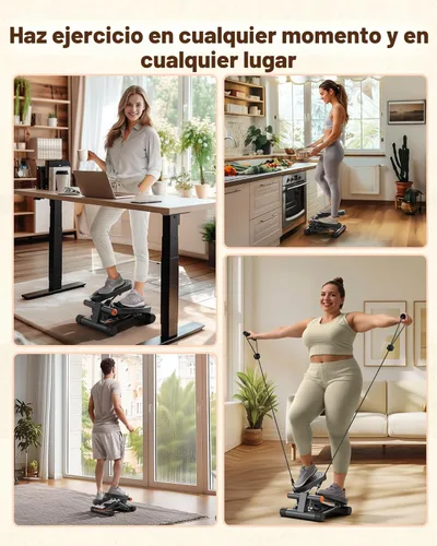 Miniatura 8 de Niceday Steppers para ejercicio, escalera con bandas de resistencia, mini stepper con capacidad de carga de 136 kg, stepper de fitness hidráulico