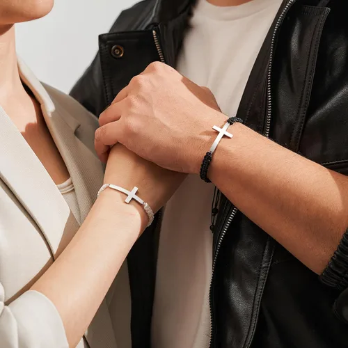 Miniatura 4 de Tarsus Pulseras cruzadas a juego para parejas, novio, marido, novia, esposa, hombres, mujeres, adultos, Pascua, Navidad, día de San Valentín