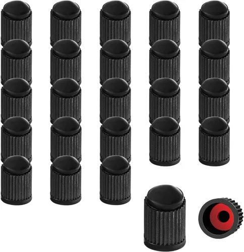 Ziciner 25 tapas de vástago de válvula de neumático, tapa de válvula de neumático de plástico para autos con sello de goma O, cubiertas de vástago