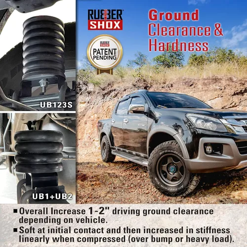 Miniatura 3 de Rubbershox - Tope de goma natural emparejado para RAM ProMaster 1500/2500/3500 Patrón de sistema de mejora de suspensión Capacidad de 9000