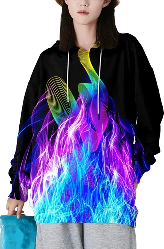 Miniatura 7 de Asylvain Sudadera con capucha unisex con estampado 3D para hombre y mujer, con bolsillo