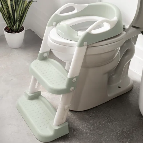 Miniatura 11 de Jool Baby Asiento de Entrenamiento para Ir al Baño con Escalera de 2 Escalones para Niños Pequeños - Protector contra Salpicaduras, Altura Ajustable