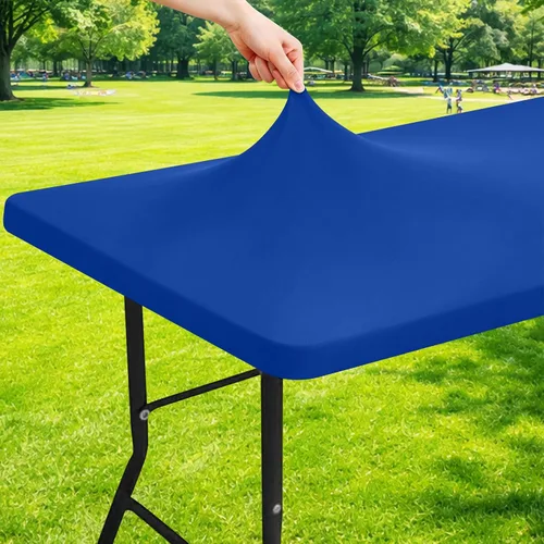 Miniatura 27 de Moosfor Mantel rectangular de elastano de 4 pies, manteles elásticos ajustables para pícnic, funda elástica y lavable para mesa de patio para Azul