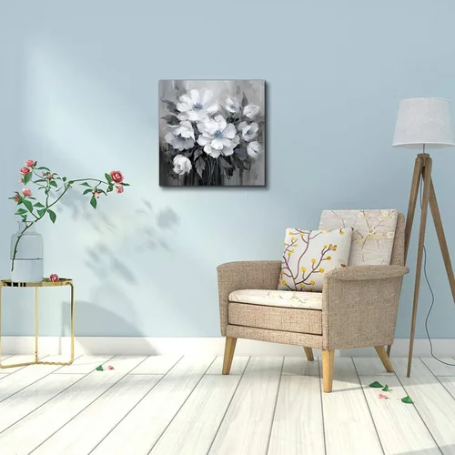 Miniatura 3 de Lienzo decorativo para pared, decoración de pared de baño, paisaje para sala de estar, dormitorio, oficina, decoración de pared de flores azules