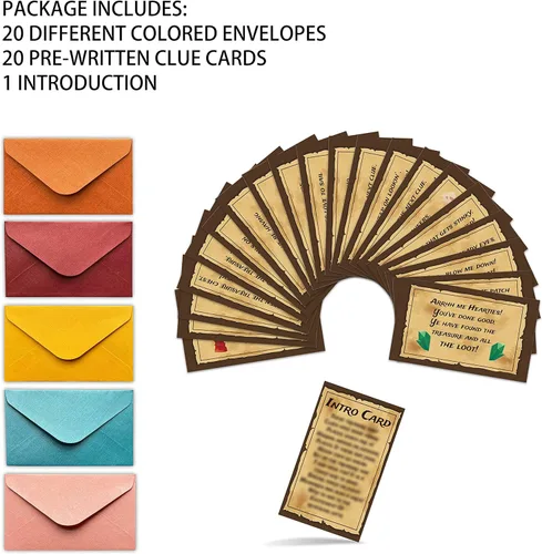 Miniatura 2 de Tarjetas de juego de pistas de caza del tesoro pirata de Halloween, juego de cartas de búsqueda del tesoro para fiesta de cumpleaños