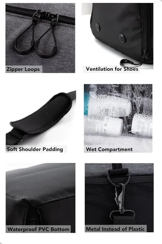 Miniatura 3 de Fitgriff Bolsa de gimnasio V2 para hombres y mujeres con compartimento para zapatos y artículos húmedos, bolsa de lona para viajes, deportes