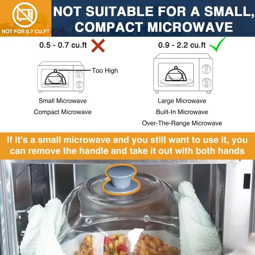 Miniatura 2 de Lopeztek Cubierta alta de vidrio contra salpicaduras para microondas, 0.9-2.2 pies cúbicos para microondas, protector de salpicaduras para platos