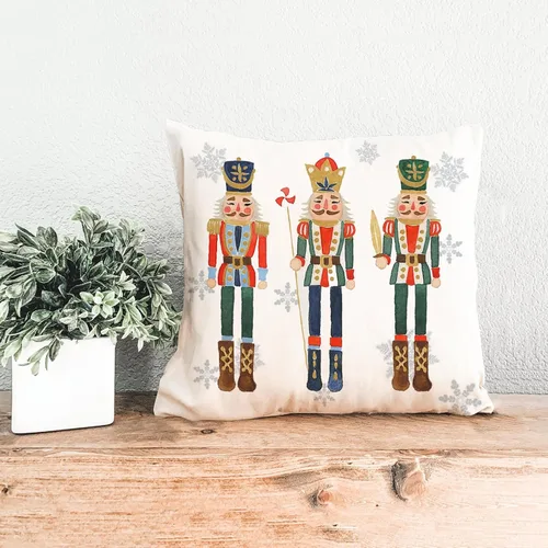 Miniatura 2 de AOFANGGO Funda de almohada de Navidad de 18 x 18 pulgadas, diseño de cascanueces, decoración de vacaciones, funda de cojín para cama, silla, sofá