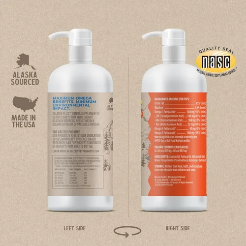Miniatura 3 de Grizzly Pet Products Salmon Plus Omega 3-6-9 Suplemento alimenticio para perros y gatos, 32 onzas