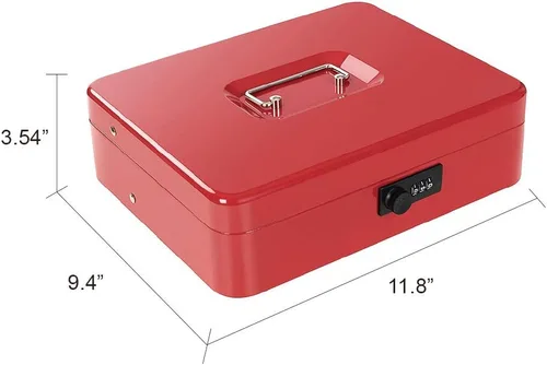 Miniatura 6 de Caja de dinero con bandeja de dinero y cerradura de combinación, caja de dinero de metal para dinero en efectivo, caja de seguridad con niveles
