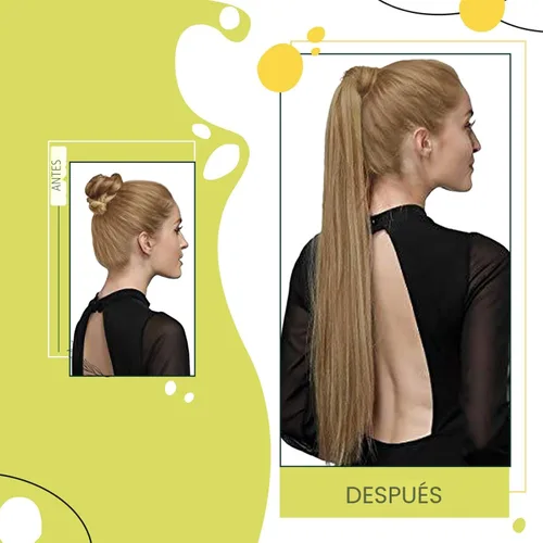 Miniatura 2 de RUNATURE - Extensión de cola de caballo de cabello humano real con pinzas, extensiones de cabello corto lacio, color rubio oscuro con reflejos rubio