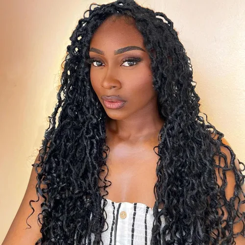 Miniatura 40 de Goddess Locs - Cabello de ganchillo de 8 pulgadas, 6 paquetes de rastas sintéticas de cabello de ganchillo para mujeres negras, cabello suave 1b