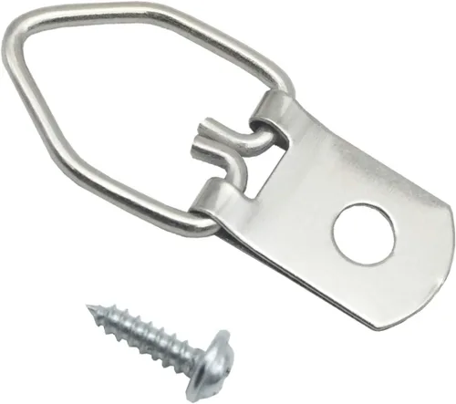Miniatura 8 de Paquete de 20 ganchos de acero con anillo en D resistentes con tornillos, marcos de fotos, doble agujero, cierre de fotos, soluciones para colgar