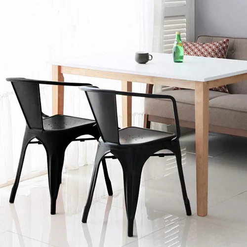 Miniatura 3 de FDW Juego de 4 sillas de comedor de metal para interiores, exteriores, patio, cocina, silla de restaurante de 18 pulgadas de altura de asiento