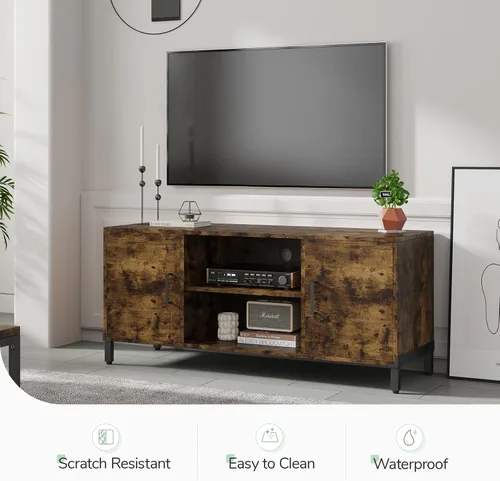 Miniatura 3 de Novilla Soporte de TV para televisores de hasta 50 pulgadas, moderno centro de entretenimiento con puerta de granero, mesa de TV con estante