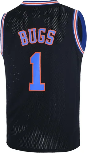 Miniatura 2 de TUEIKGU #1 Bugs Space Movie - Camiseta de baloncesto para hombres, ropa de hip hop de los años 90 para fiesta, traje negro, talla M, Paquete negro