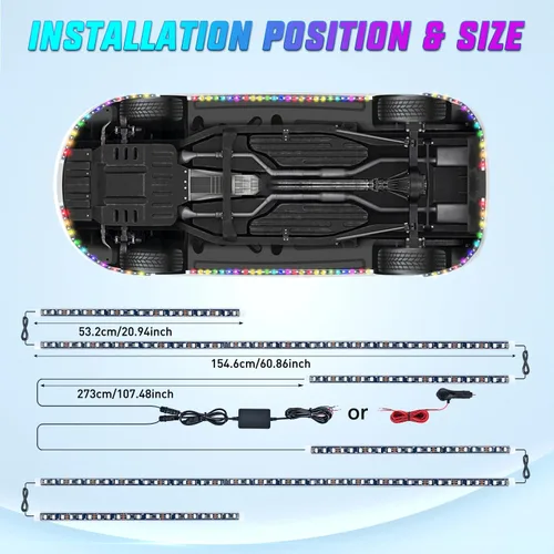 Miniatura 7 de Nilight 6 Piezas Tiras de Luces de Neón de Acento para Bajos del Automóvil 300 LEDs Multicolor RGB-IC DIY Función Activa de Sonido Modo Música