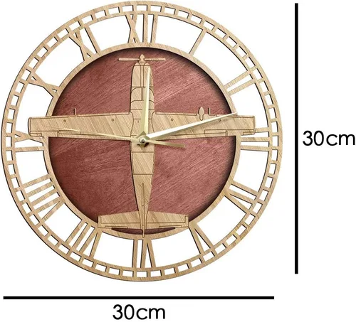 Miniatura 2 de The Geeky Days Cessna 208 Caravan Reloj de pared de cuarzo silencioso de madera para aviones utilitarios reloj silencioso sin tictac División