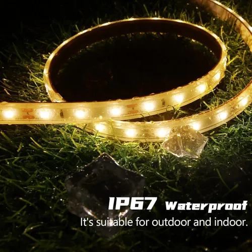 Miniatura 2 de Tira de luces solares de 50 pies para exteriores, tira de luz LED impermeable, encendido/apagado automático, tira de luces recargables de 8 modos