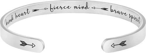 JoycuFF Pulseras de acero inoxidable para mujer, con frase inspiradoramantra (en inglés) oculta, un regalo para mostrarle tu apoyo a tus amigas