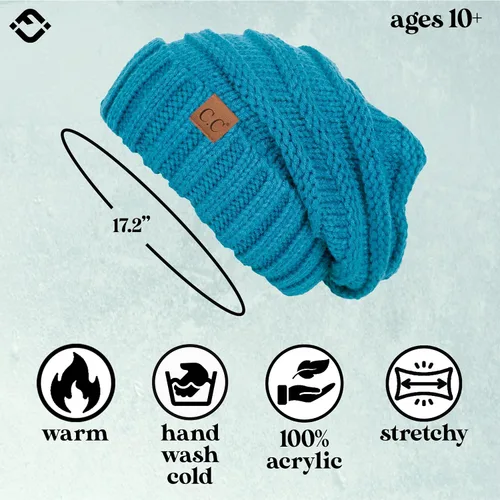 Miniatura 287 de Funky Junque Gorro de moda de punto trenzado de talla extragrande, grueso, abrigado, suave y holgado