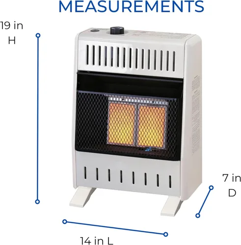 Miniatura 7 de ProCom Calentador de placa infrarroja sin ventilación de propano líquido de calefacción con pies base - 10,000 BTU, control T-Stat - Modelo #