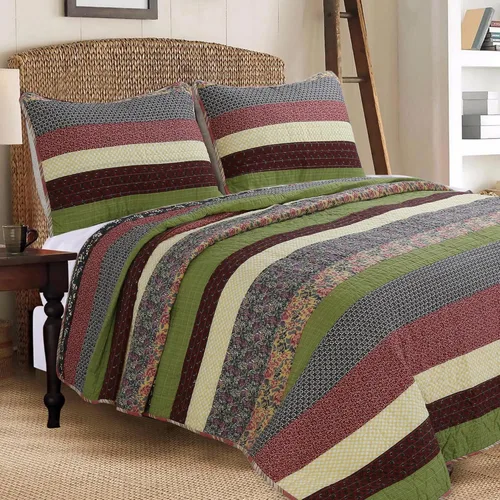 Miniatura 14 de Cozy Line Home Fashions - Juego de ropa de cama reversible de 100% algodón con patchwork real cosido a mano, color mostaza amarilla, estilo granja