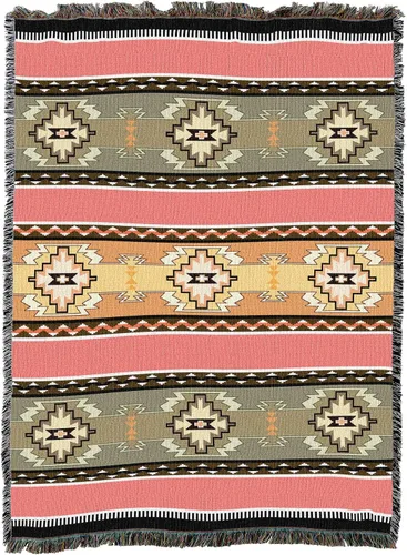 Miniatura 20 de Pure Country Weavers Rimrock Dusk Blanket XL – Inspirado en los nativos americanos del suroeste – Manta de regalo tejida de algodón – Fabricado