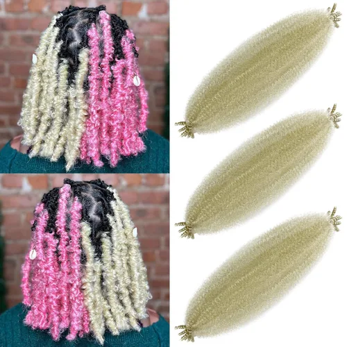 Miniatura 17 de Cabello Afro Twist Elástico de 16 pulgadas, cabello Cuban Twist 30# Marley Twist trenzado, Afro Twist suave, extensiones de cabello sintético rizado