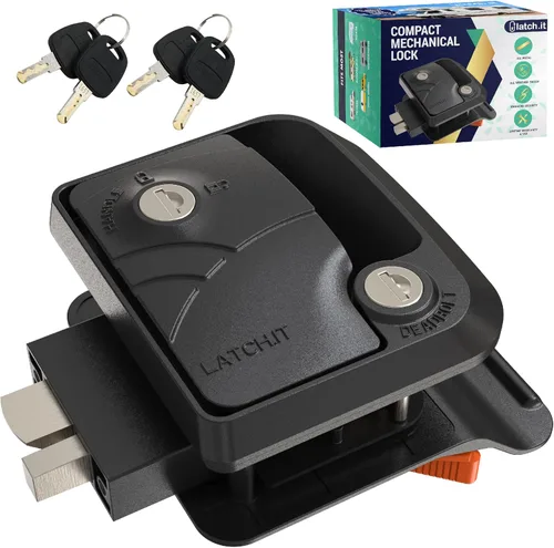 Miniatura 8 de LATCH.IT Reemplazo de Cerradura de Puerta Negra para RV Manija de Puerta de RV Totalmente de Metal se Adapta a Agujeros de 2.75"x3.75" Cerradura