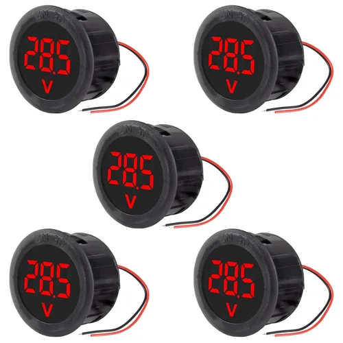 Miniatura 8 de 5 piezas DC 4-100V medidor de voltaje digital LED para auto, voltímetro de 2 cables redondo, medidor de voltaje y corriente digital DC, detector