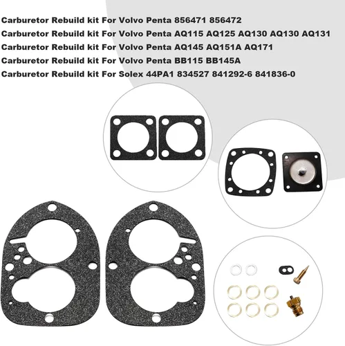 Miniatura 4 de Kit de reconstrucción de carburador para Volvo Penta 856471 856472 834527 AQ115 AQ125 AQ130 AQ130 AQ131 AQ131 AQ145 AQ151A AQ171 BBB 115 BBC 110A