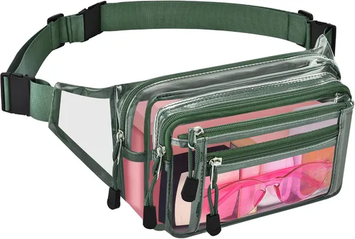 Miniatura 11 de Riñonera transparente aprobada por estadios para mujeres, para el trabajo, bolsa de cintura multiusos para viajes y eventos deportivos, Aguamarina